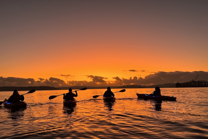 a sunset over a body of water