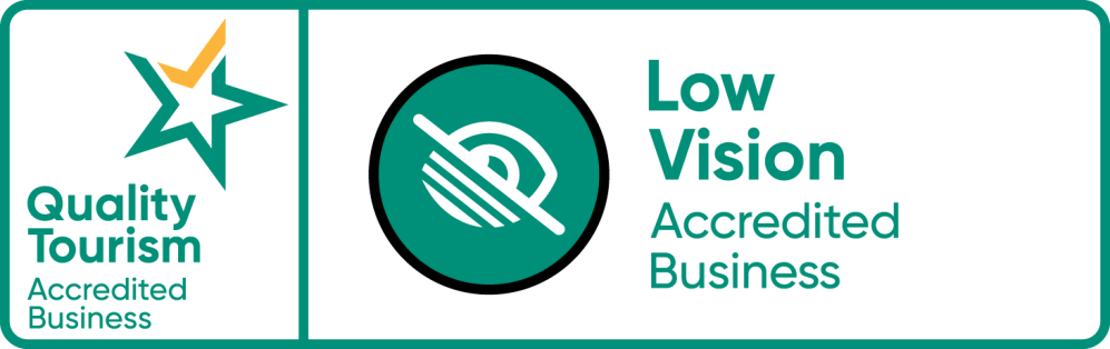 Quality Tourism and Low Vision Accredited Business badges.